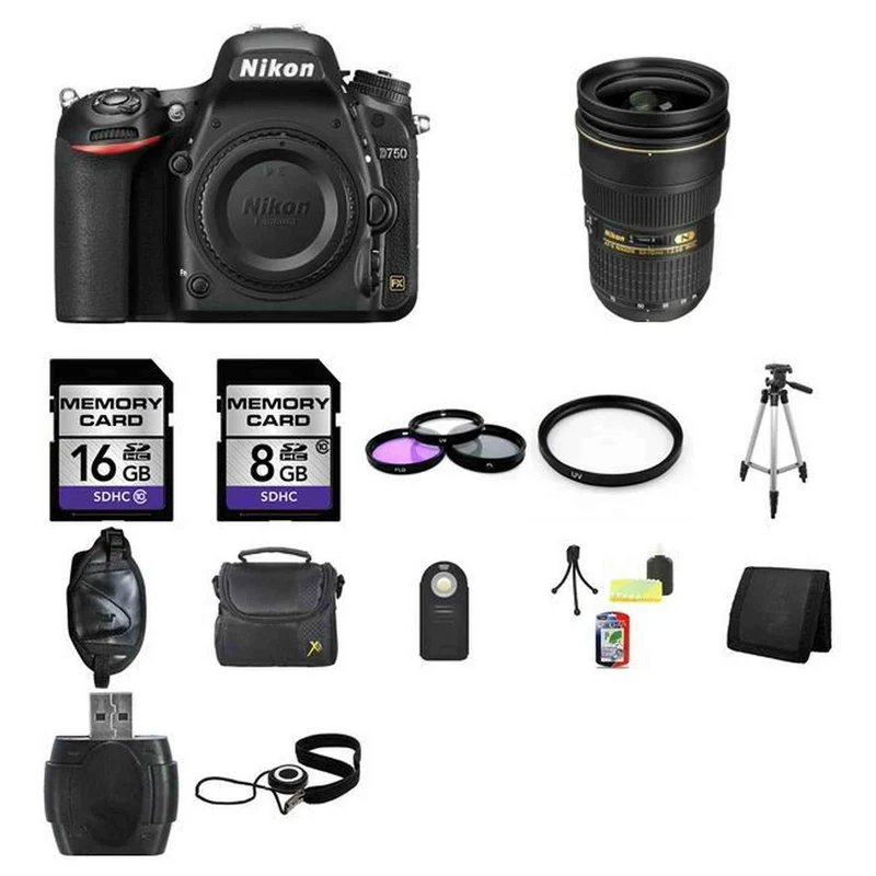 Nikon D750 DSLR Camera w/24-70mm Lens 24GB Full Kit