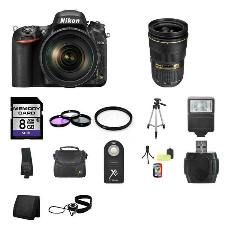 Nikon D750 DSLR Camera w/24-120mm &24-70mm Lenses 8GB Full Kit