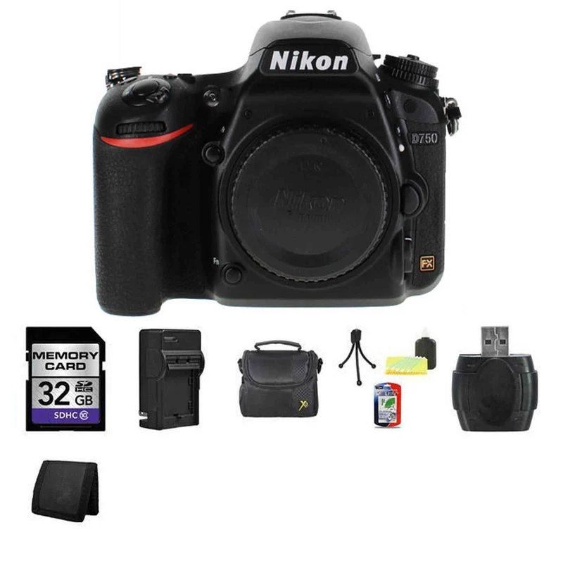 Nikon D750 DSLR Camera Body 32GB Bundle