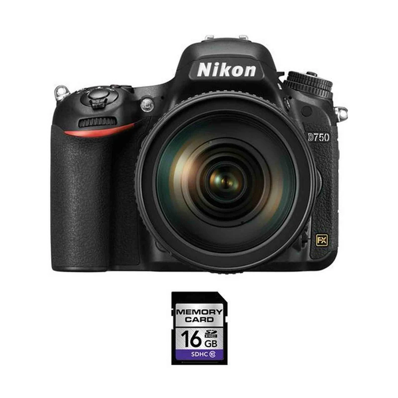 Nikon D750 DSLR Camera w/24-120mm Lens & 16GB SDHC Card Bundle