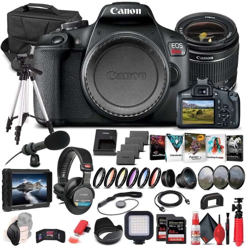 Canon EOS Rebel T7 DSLR Camera W/ 18-55mm Lens - Pro Kit