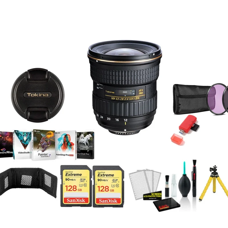 Tokina 12-28mm f/4.0 AT-X Pro APS-C Lens for Canon - Kit with 2x 128GB Memory Cards