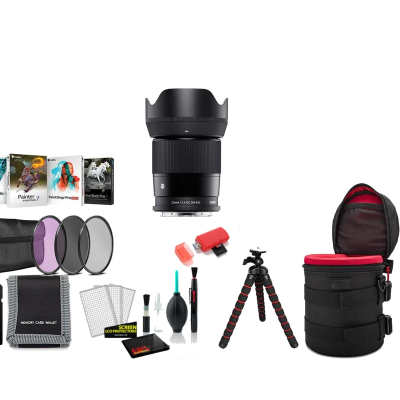 Sigma 23mm f/1.4 DC DN Contemporary Lens (Leica L) with Tripod and More