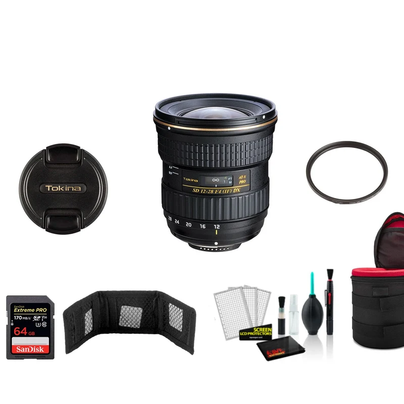 Tokina 12-28mm f/4.0 AT-X Pro APS-C Lens for Canon - Kit with 64GB Memory Card