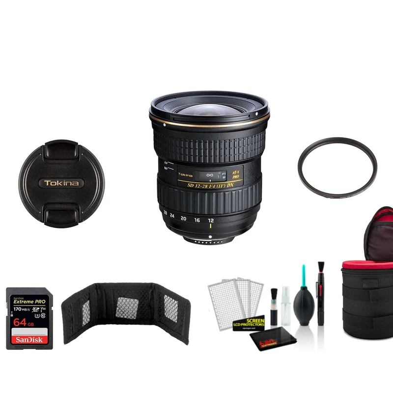 Tokina 12-28mm f/4.0 AT-X Pro APS-C Lens for Canon - Kit with 64GB Memory Card