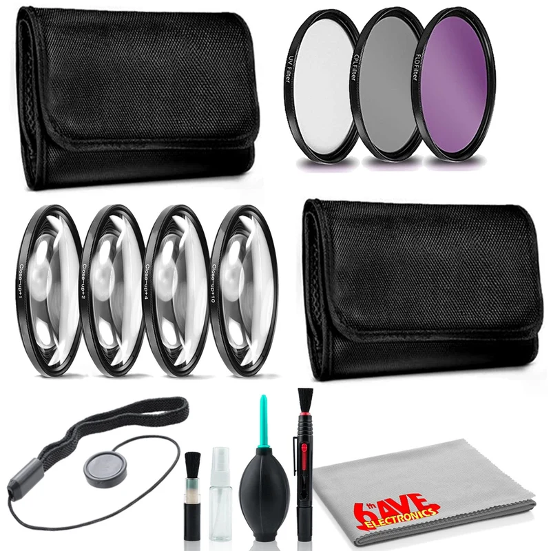 62mm Filter Kit Bundle with Close Up Lens Set, Cleaning Kit, and More