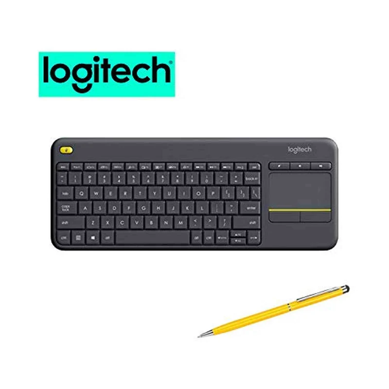 Logitech Wireless Touch TV Keyboard K400 Plus for Computers Laptops with Touchpad Bundle (1-Pack + Stylus)
