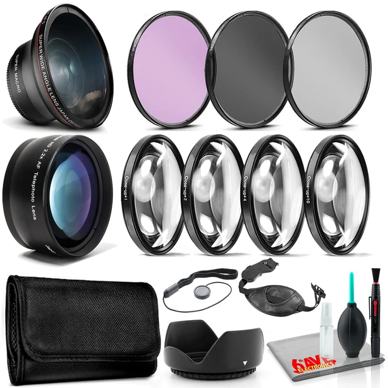 62mm Essential Accessories Includes Close Up Lens Set, Telephoto Lens Bundle