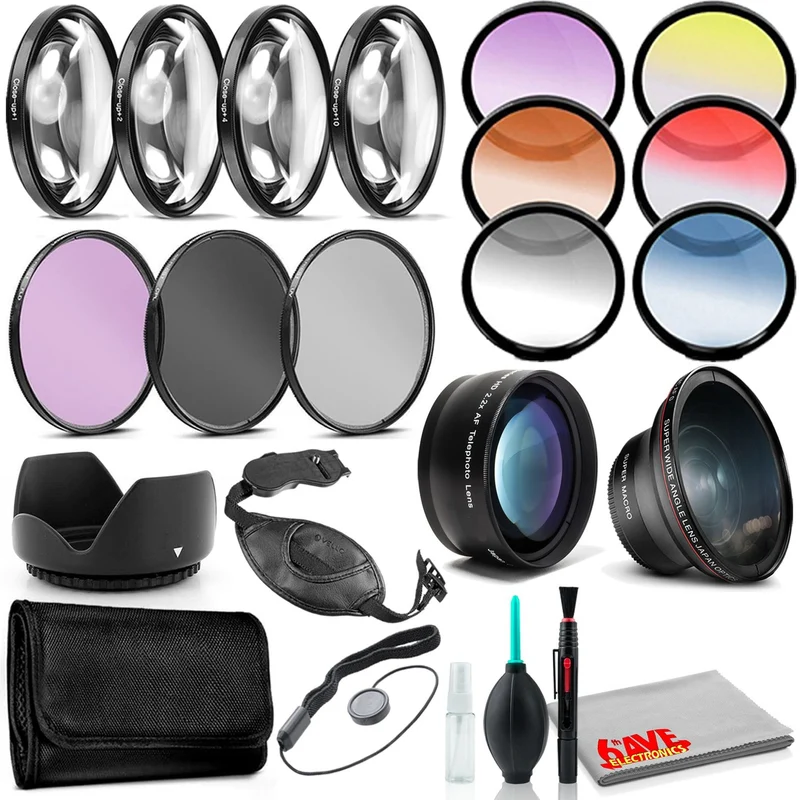 58mm Essential Kit with Wide Angle Lens, Telephoto Lens, Hand Strap Bundle