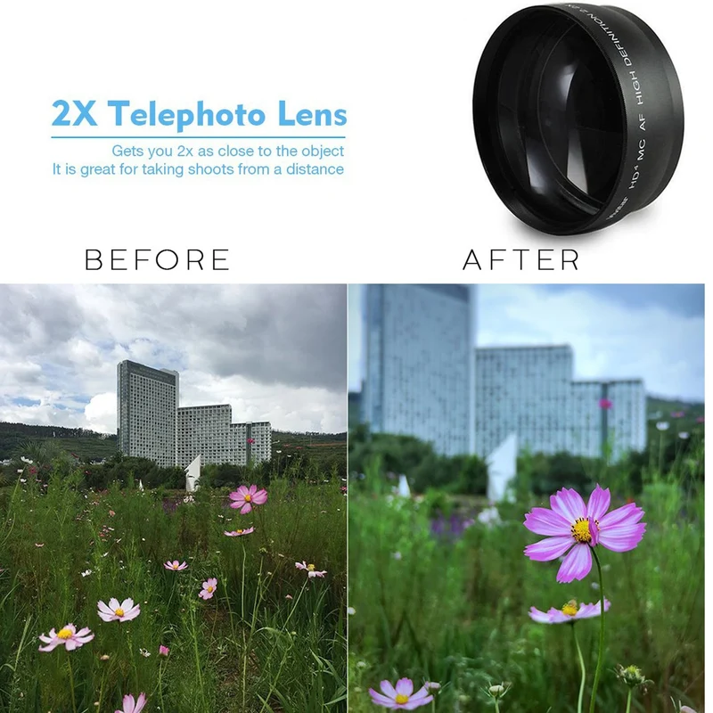 58mm Essential Kit with Wide Angle Lens, Telephoto Lens, Hand Strap Bundle