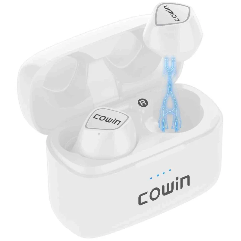 COWIN KY02 True Wireless Earbuds Sport Free Earphones, White with Two Adapters Bundle