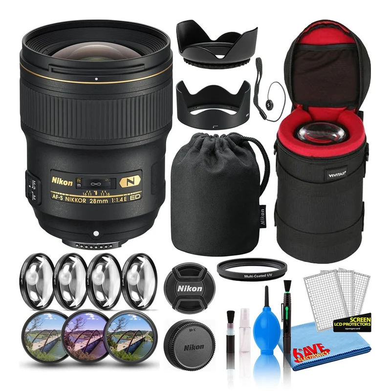 Nikon AF-S 28mm f/1.4E ED Prime Lens (20069) Intl Model Bundle