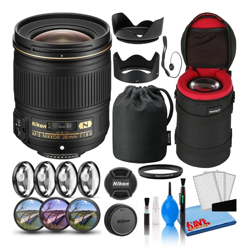 Nikon AF-S 28mm f/1.8G Wide-Angle Prime Lens (2203) Intl Model Bundle