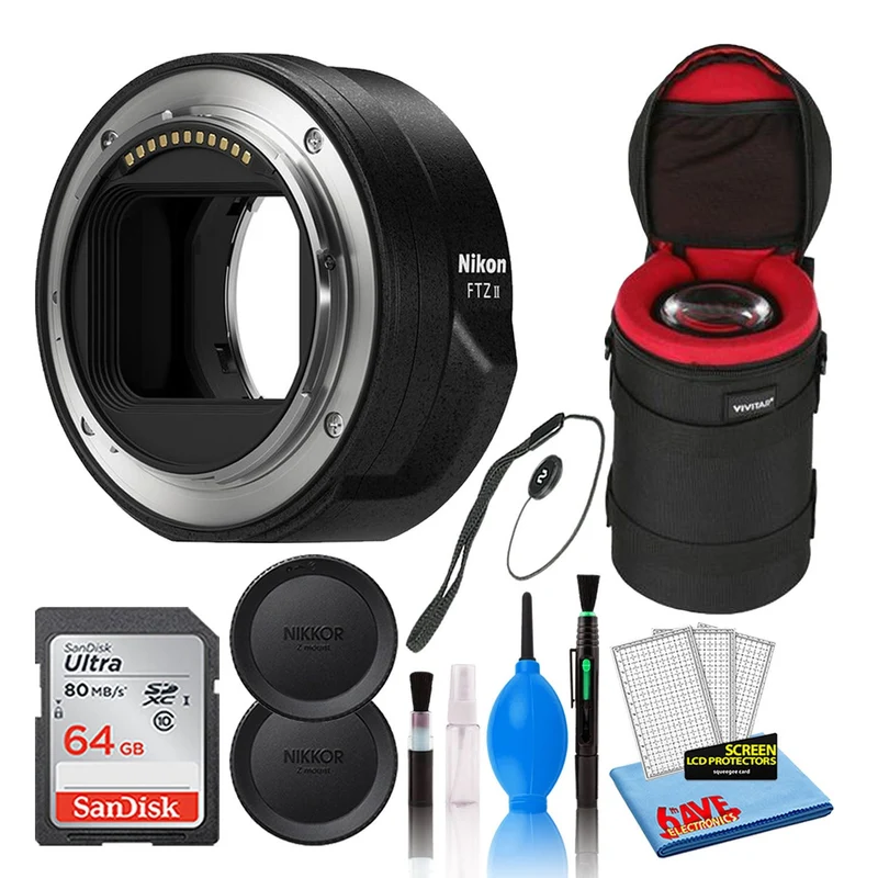 Nikon FTZ II Lens Mount Adapter for Z-Lens (4264) Intl Model Bundle + SD Card