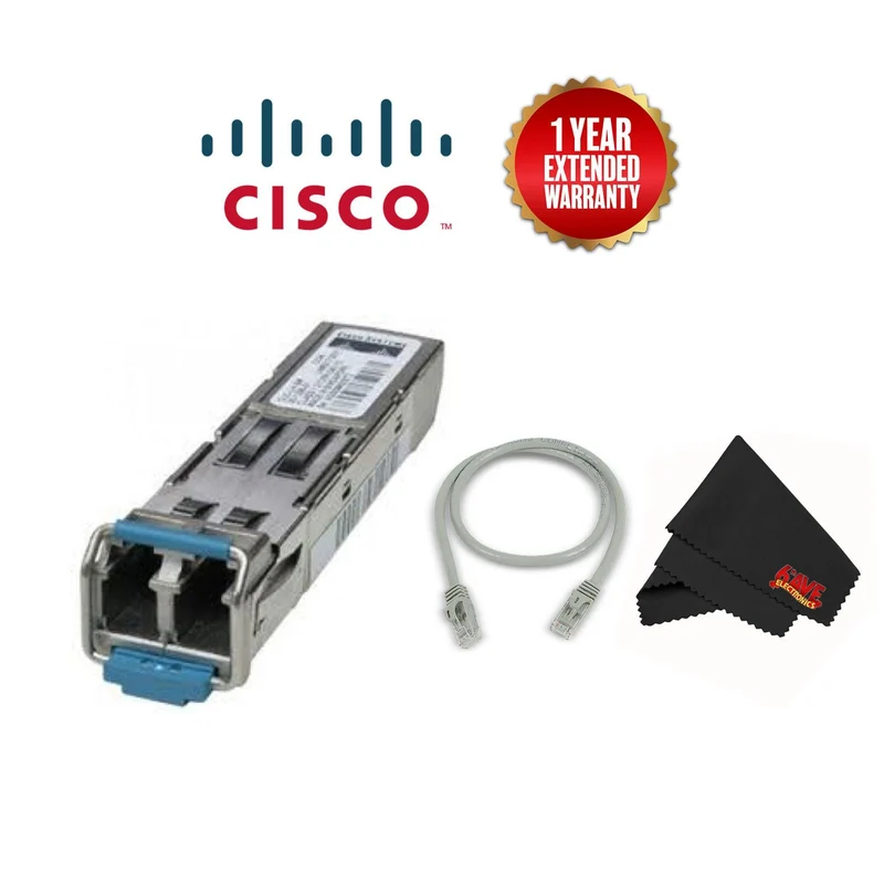Cisco SFP-10G-LRM 10 Gigabit Interface Converter with Spare CAT5 Ethernet Cable + Extended Warranty Bundle