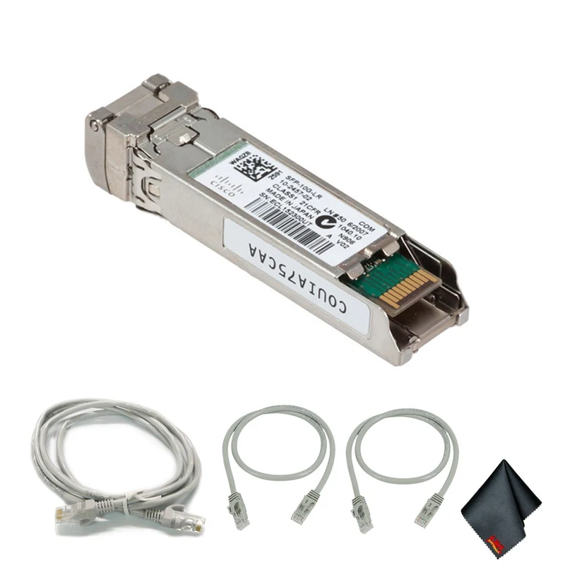Cisco 10Gbase-LR SFP+ Transceiver with Extra Cat5 Cables (1-Pack) Bundle