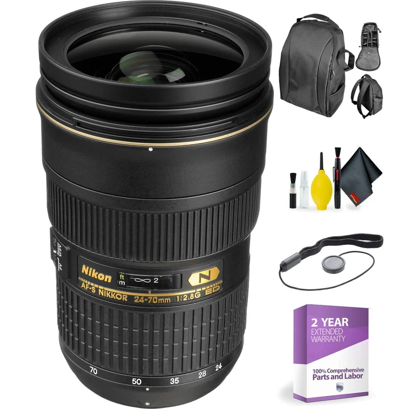 NIKON 24-70MM F/2.8G ED AF-S Lens + Deluxe Lens Cleaning Kit Value Bundle