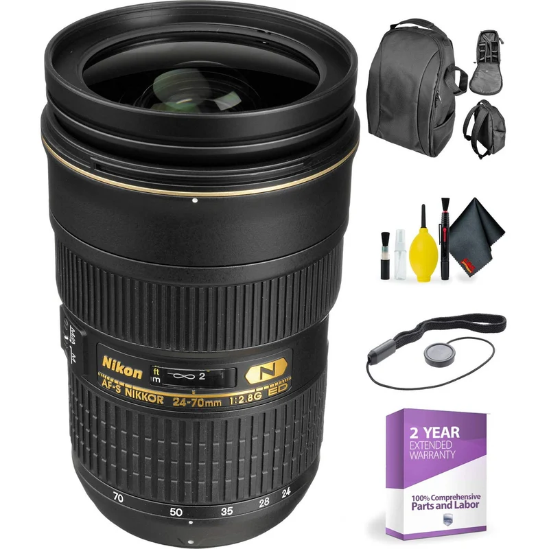 NIKON 24-70MM F/2.8G ED AF-S Lens + Deluxe Lens Cleaning Kit Bundle