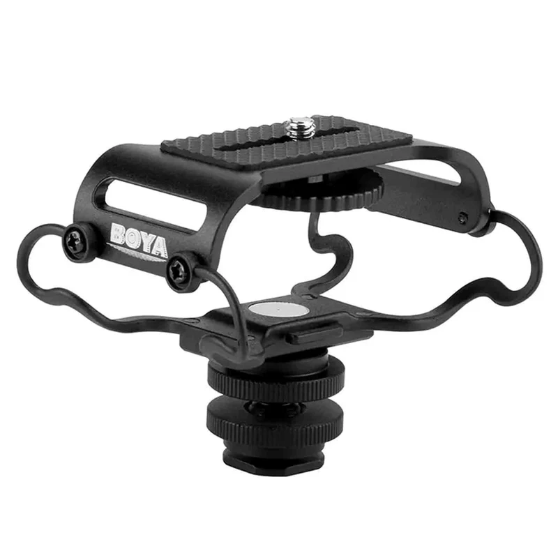 Boya BY-C10 Universal Shock Mount for Digital Recorders, LED Lights, Wireless receivers & Microphones with 1/4"-20 Thread, Black