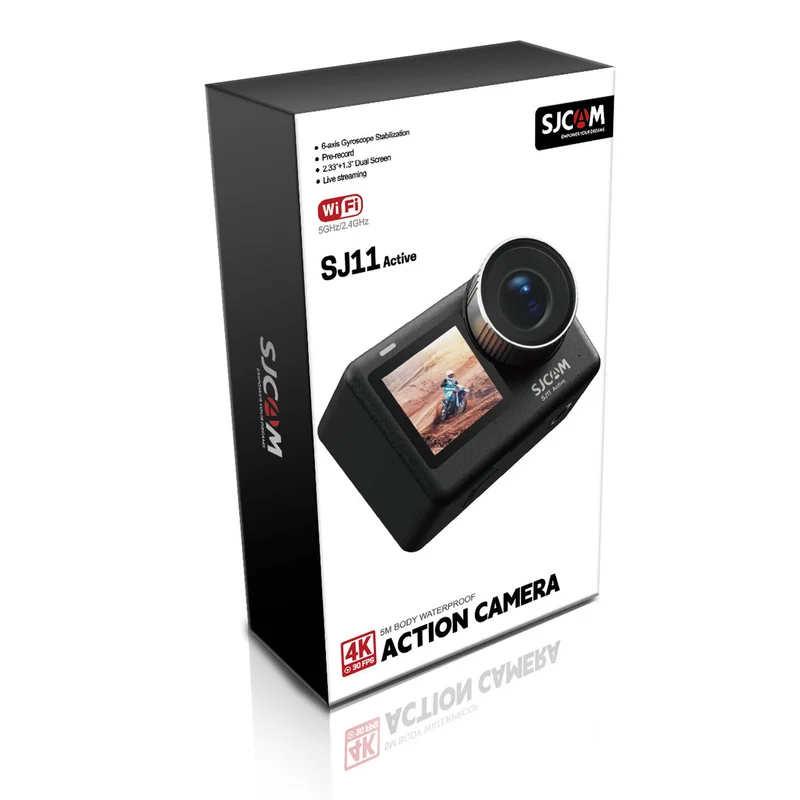 SJCAM SJ11 Active 4K 30FPS 5M Body Waterproof Action Camera 6-Axis Gyro Stabilization 2.33‚Ä≥ Touch Screen 2.4G & 5GHz Dual WiFi Supports Live Streaming