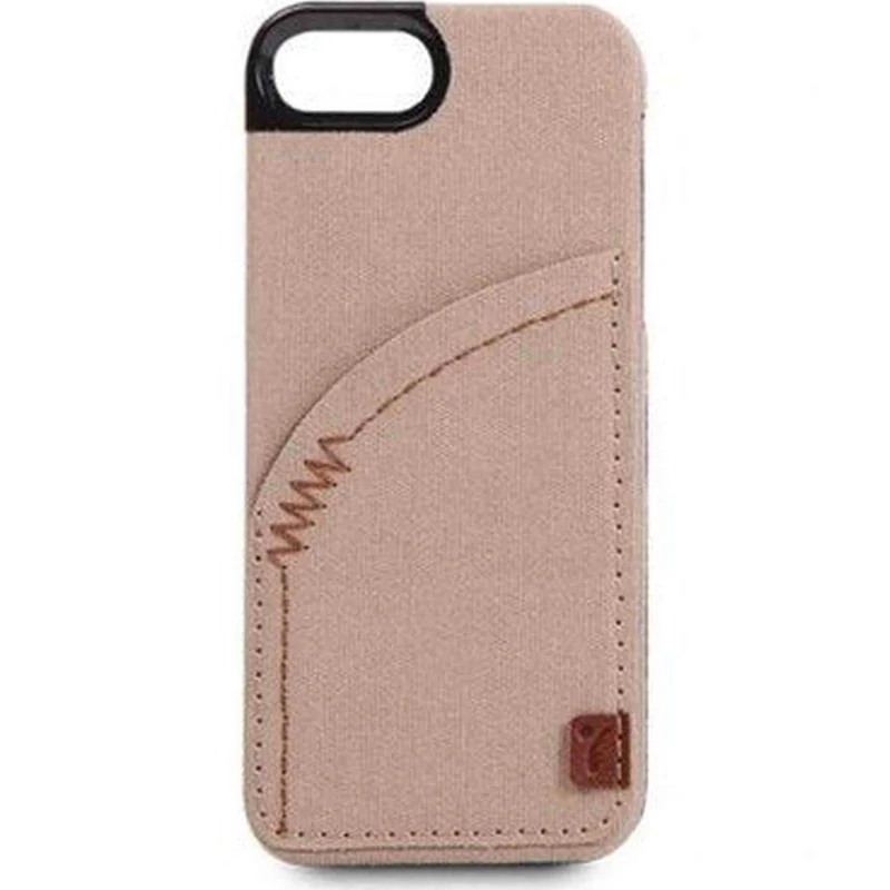 The Joy Factory Denim Premium Denim Hardshell Case with Pocket for iPhone5/5S, CSD112 (Khaki)