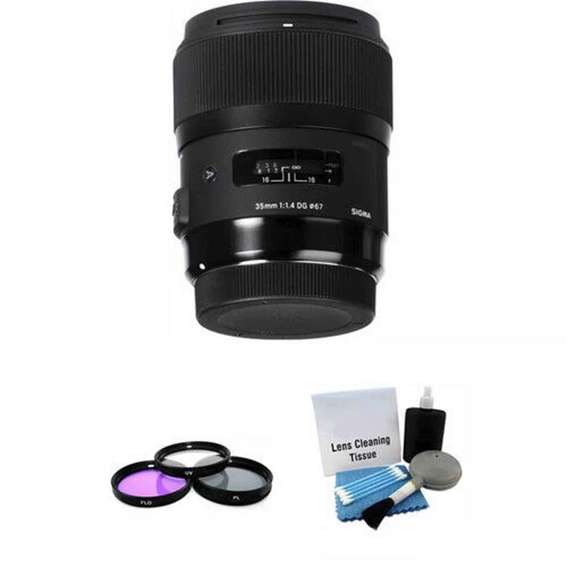 Sigma 35mm F/1.4 HSM DG Lens For Nikon + UV Kit & Cleaning Kit Bundle