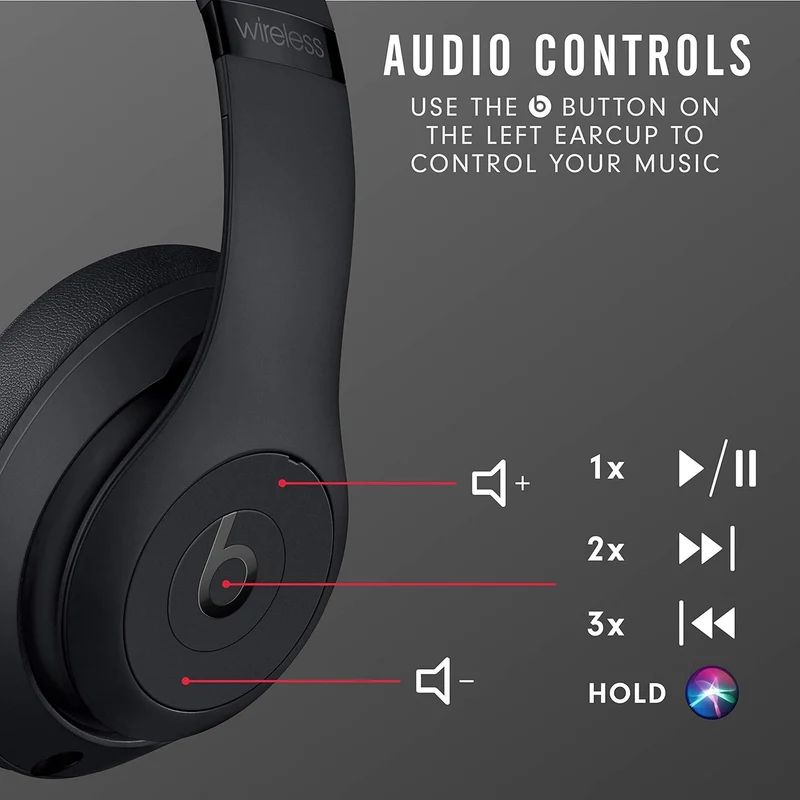 Beats Studio3 Wireless Noise Cancelling Over-Ear Headphones Matte Black (Latest Model)