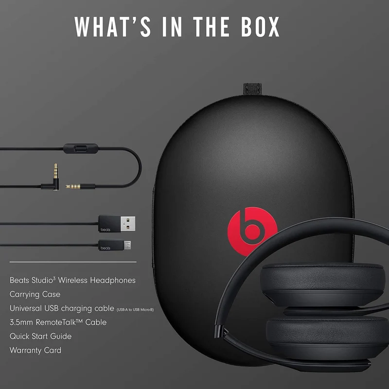 Beats Studio3 Wireless Noise Cancelling Over-Ear Headphones Matte Black (Latest Model)