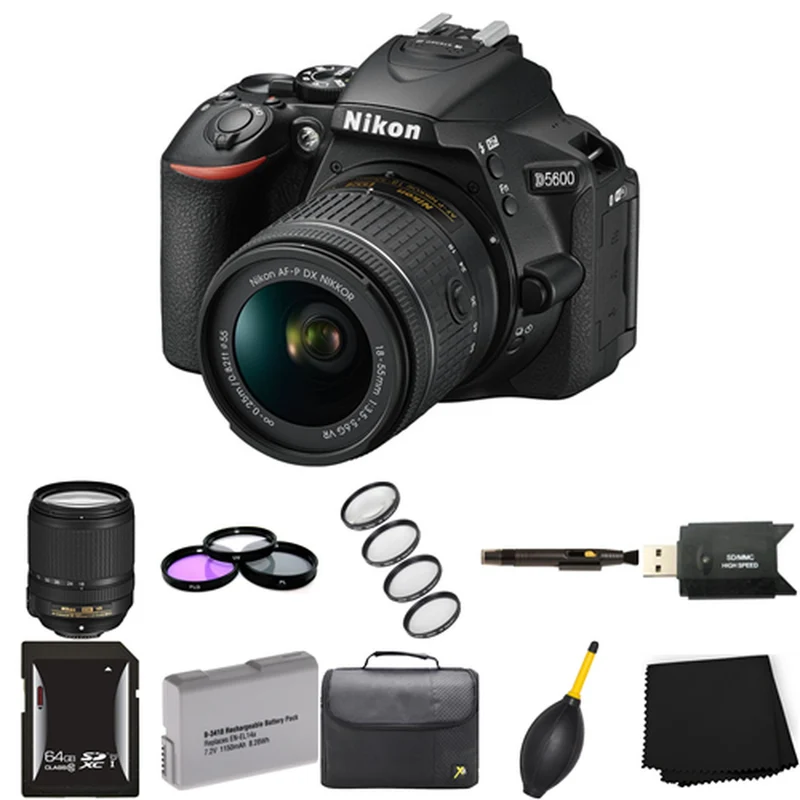 Nikon D5600 DSLR Camera + 18-55mm & 18-140mm Lens 64GB Bundle