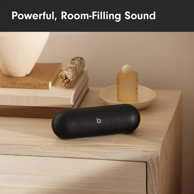 Beats Pill - Wireless Bluetooth Speaker and Portable Charger via USB-C - Up to 24 Hours Battery Life, IP67 Water Resistant, Apple & Android Compatible, Built-in Microphone - Matte Black