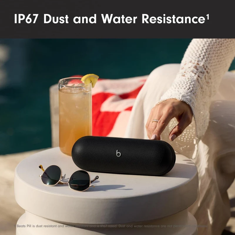Beats Pill - Wireless Bluetooth Speaker and Portable Charger via USB-C - Up to 24 Hours Battery Life, IP67 Water Resistant, Apple & Android Compatible, Built-in Microphone - Matte Black