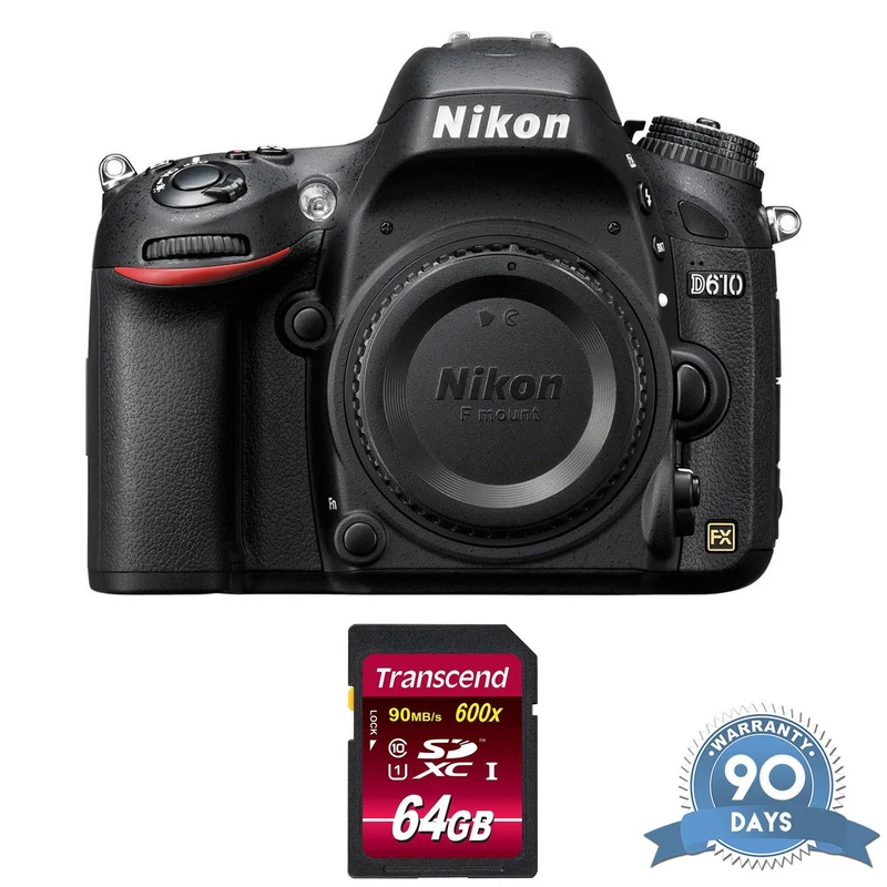 Nikon D610 DSLR Camera (Body Only) - with Memory Card Bundle
