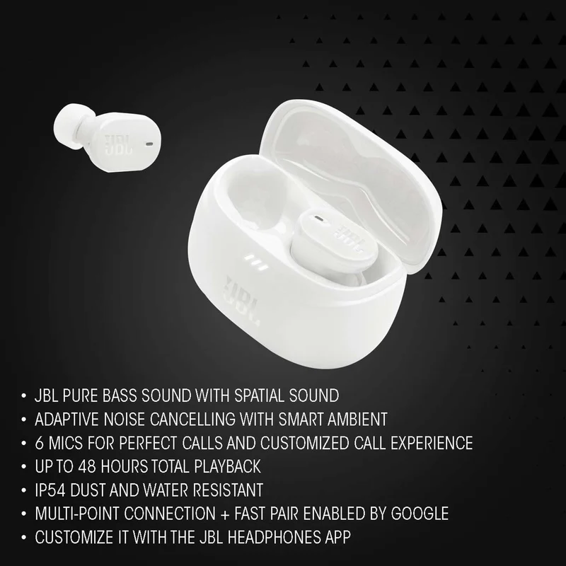 JBL Tune Buds 2 - True Wireless Noise Cancelling Earbuds (White)