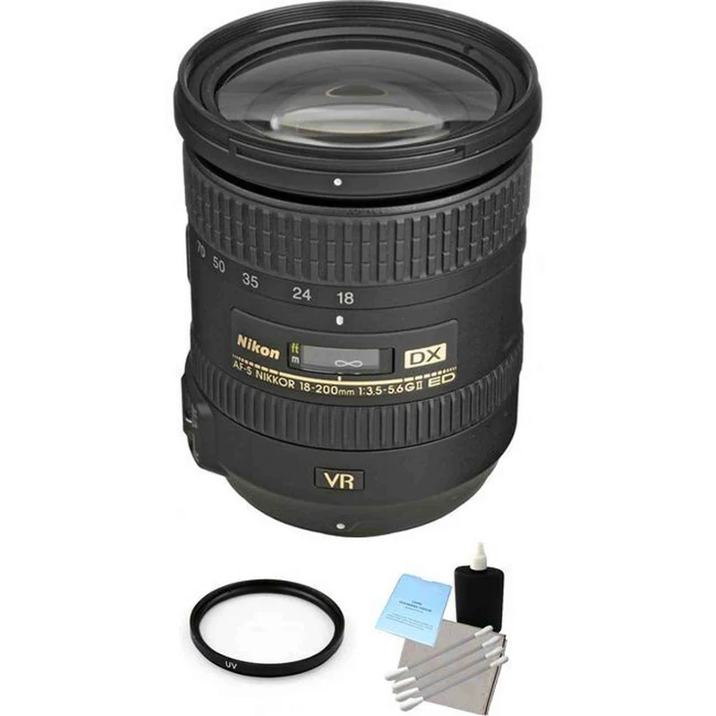 Nikon Nikkor AF-S 18-200mm F/3.5-5.6 II VR DX Lens + UV Filter & Cleaning Kit
