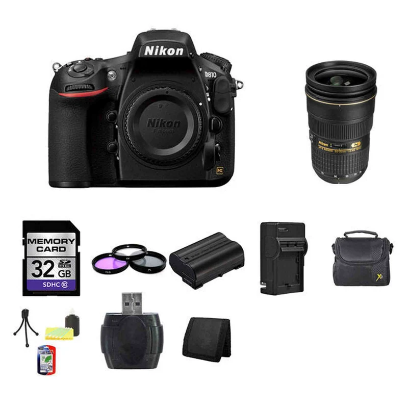 Nikon D810 Digital SLR Camera w/24-70mm Lens 32GB Bundle