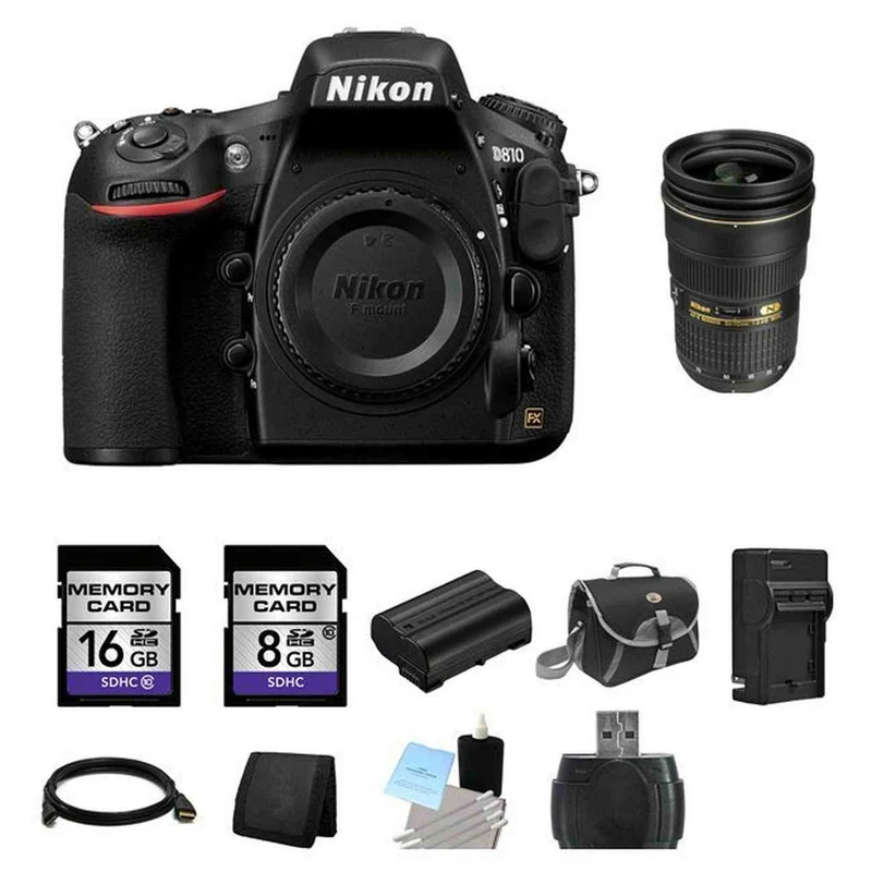 Nikon D810 DSLR Camera w/24-70mm Lens 24GB Full Kit