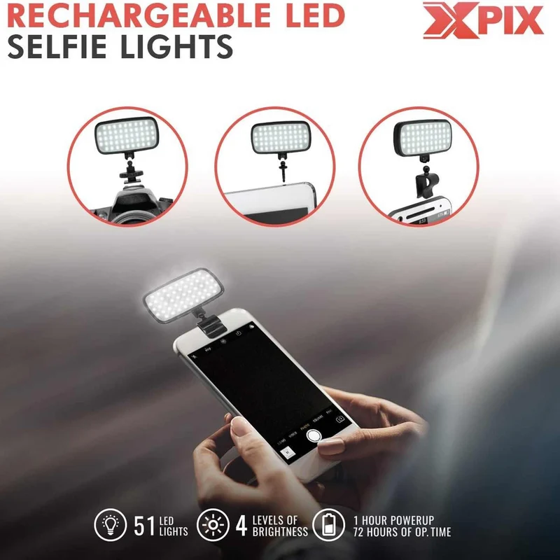 XPIX 51 Rechargeable LED Light Perfect for Photo Shoots At Night and Other Low Light Conditions