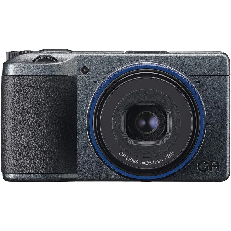 Ricoh GR IIIx Urban Edition, Metallic Gray Body with Navy Blue Ring, Digital Compact Camera with 24MP APS-C Size CMOS Sensor, 40mmF2.8 GR Lens (in The 35mm Format)