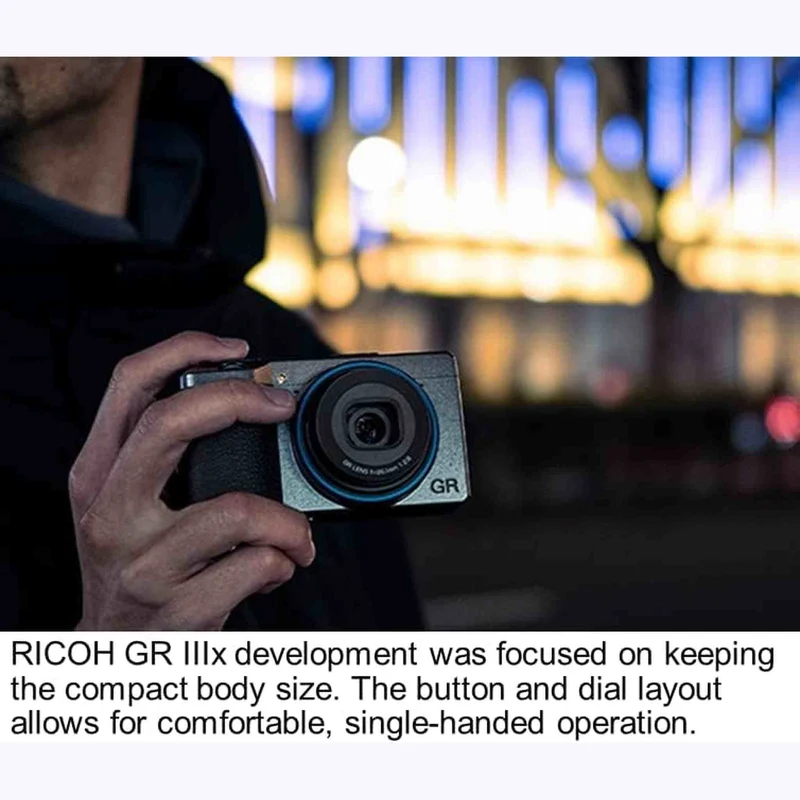 Ricoh GR IIIx Urban Edition, Metallic Gray Body with Navy Blue Ring, Digital Compact Camera with 24MP APS-C Size CMOS Sensor, 40mmF2.8 GR Lens (in The 35mm Format)