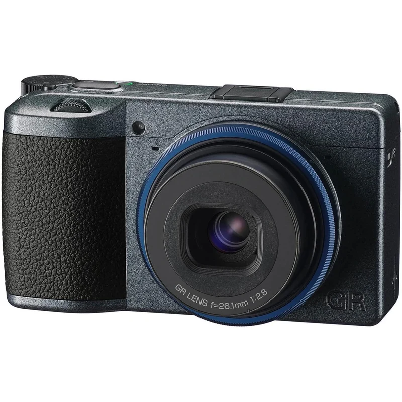 Ricoh GR IIIx Urban Edition, Metallic Gray Body with Navy Blue Ring, Digital Compact Camera with 24MP APS-C Size CMOS Sensor, 40mmF2.8 GR Lens (in The 35mm Format)