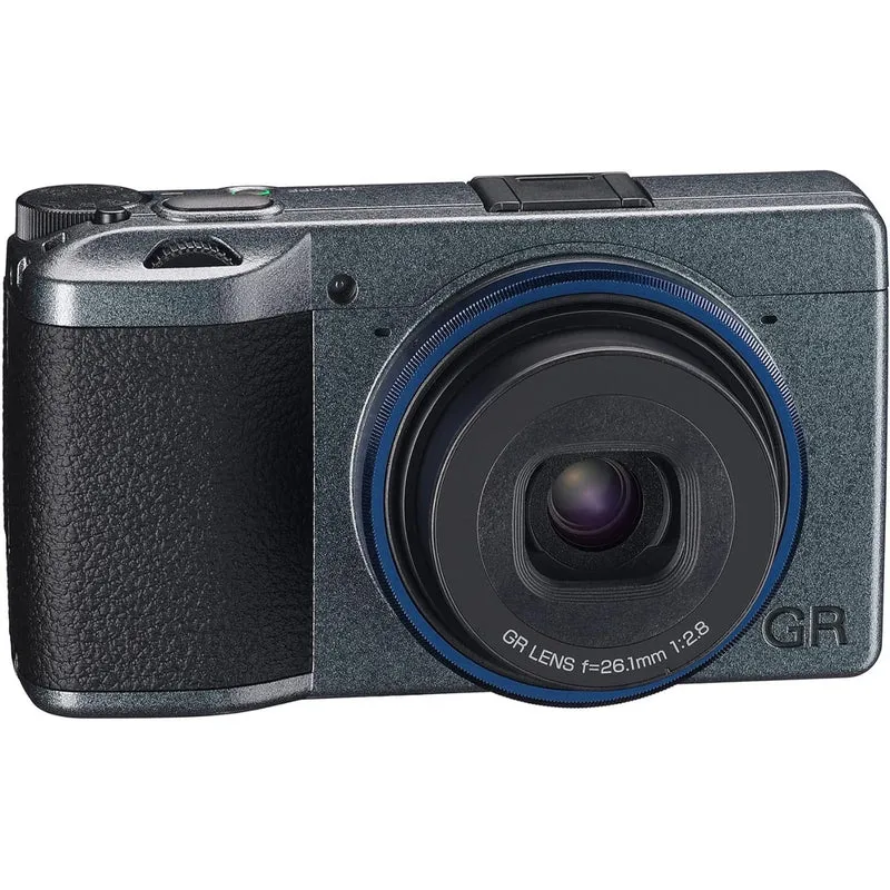 Ricoh GR IIIx Urban Edition, Metallic Gray Body with Navy Blue Ring, Digital Compact Camera with 24MP APS-C Size CMOS Sensor, 40mmF2.8 GR Lens (in The 35mm Format)