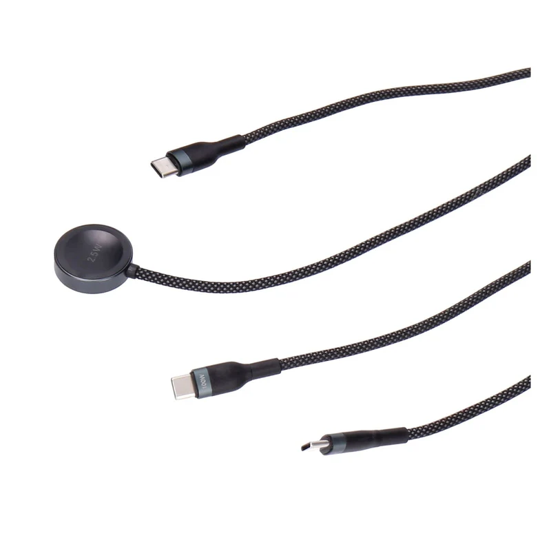 SDL 3 in 1 Lade und Sync-Kabel schwarz passend für Apple Watch, Lightning und USB-C