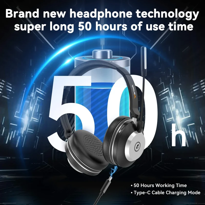 Wantek® WK882BT Noise Canceling Bluetooth Headset for Work