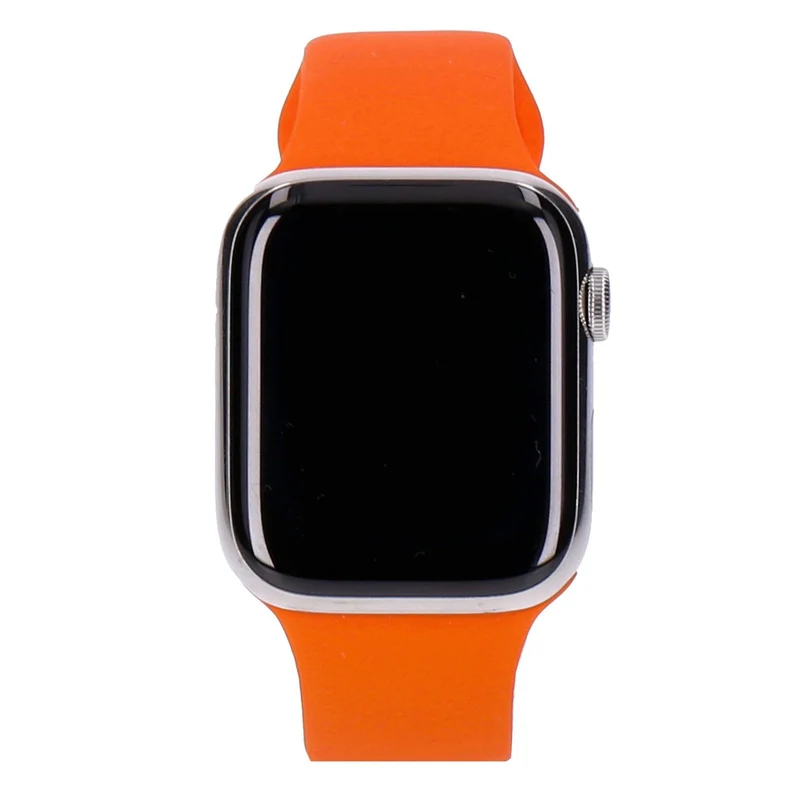 Apple Watch Series 8 Hermès 45mm GPS + 4G Silber Edelstahlgehäuse mit Sportarmband Orange