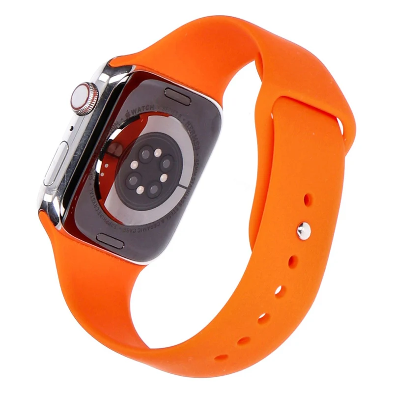 Apple Watch Series 8 Hermès 45mm GPS + 4G Silber Edelstahlgehäuse mit Sportarmband Orange