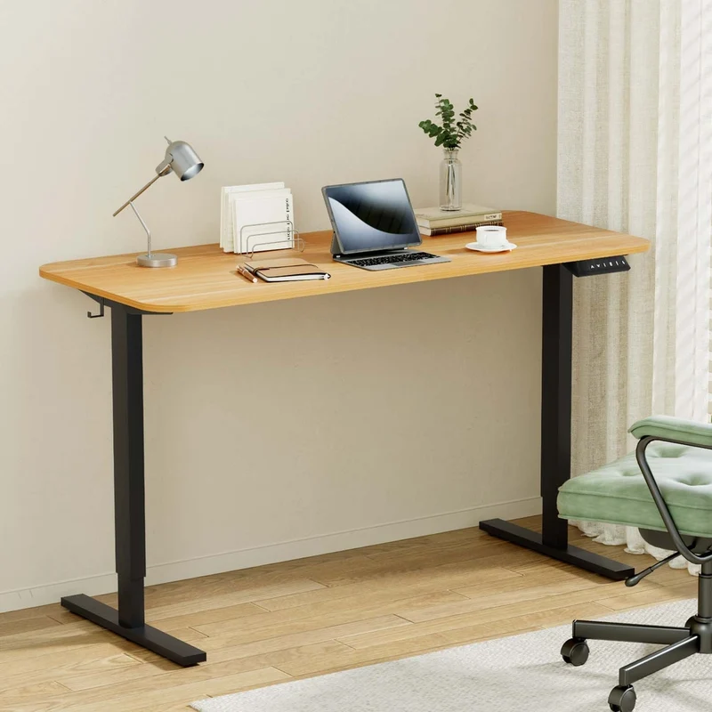Artiss Electric Standing Desk 140cm Adjustable Height Motorised Home Office Desk Oak Black