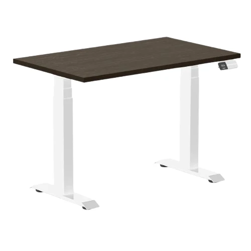 Desky Dual Mini Bamboo Sit Stand Desk 100cm (Dark Bamboo Desktop/White Frame)