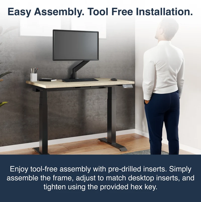 Desky Dual Mini Sit Stand Desk 900x500 White Desktop and White Frame