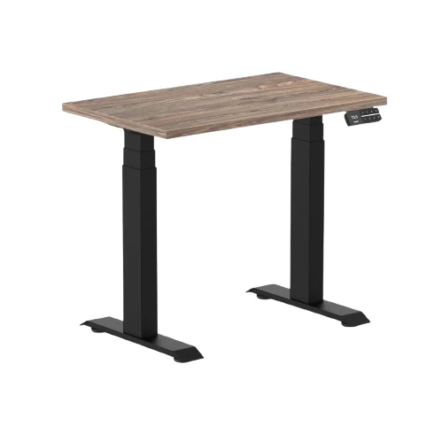 Desky Dual Mini Sit Stand Desk 1000x600 Prime Oak Desktop and White Frame