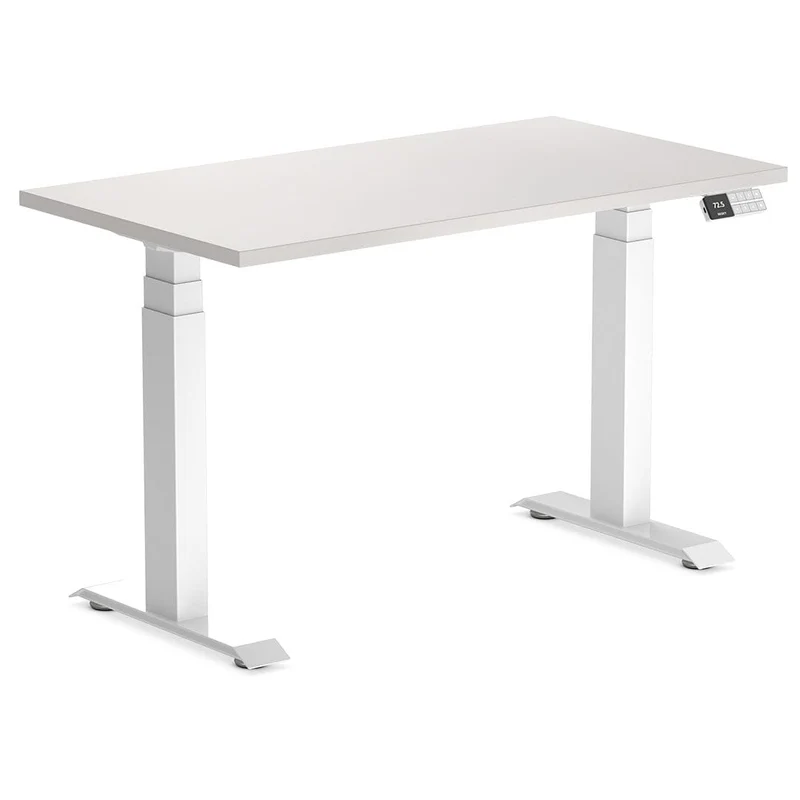 Desky Dual Mini Sit Stand Desk 1000x600 White Desktop and White Frame